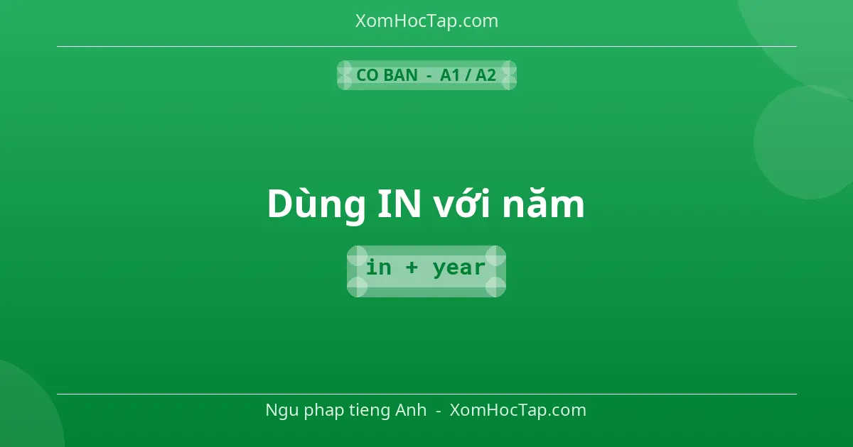 Ngu phap tieng Anh: Dùng IN với năm - Cong thuc: in + year