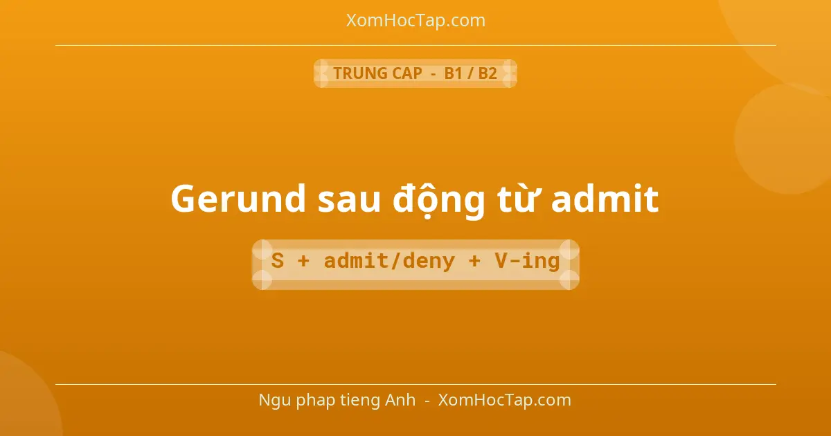 Ngu phap tieng Anh: Gerund sau động từ admit - Cong thuc: S + admit/deny + V-ing