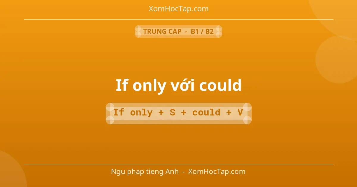 Ngu phap tieng Anh: If only với could - Cong thuc: If only + S + could + V
