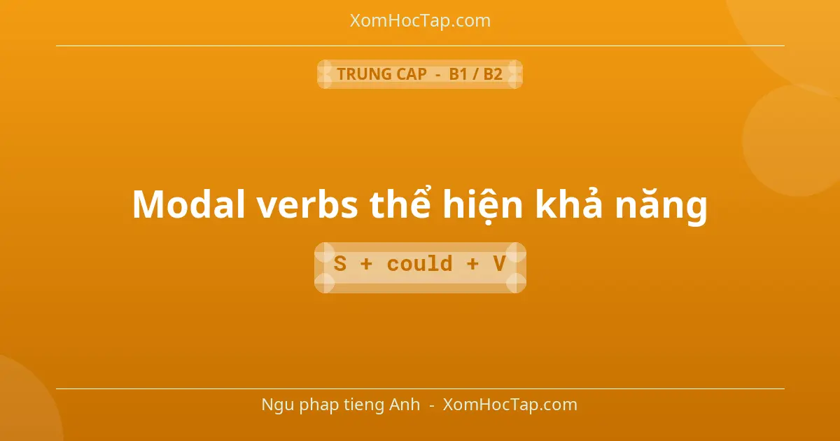 Ngu phap tieng Anh: Modal verbs thể hiện khả năng - Cong thuc: S + could + V
