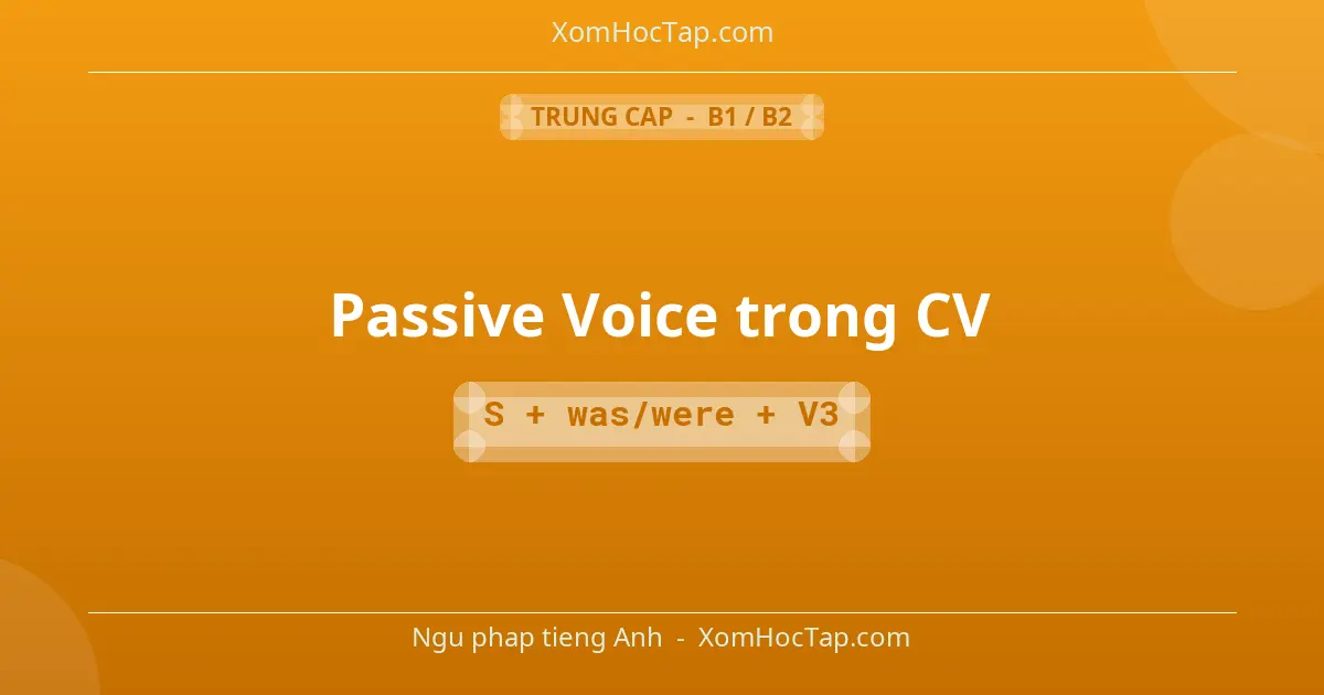 Ngu phap tieng Anh: Passive Voice trong CV - Cong thuc: S + was/were + V3