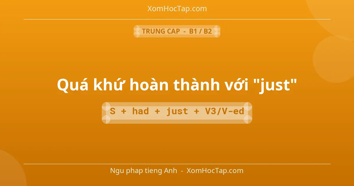 Ngu phap tieng Anh: Quá khứ hoàn thành với "just" - Cong thuc: S + had + just + V3/V-ed