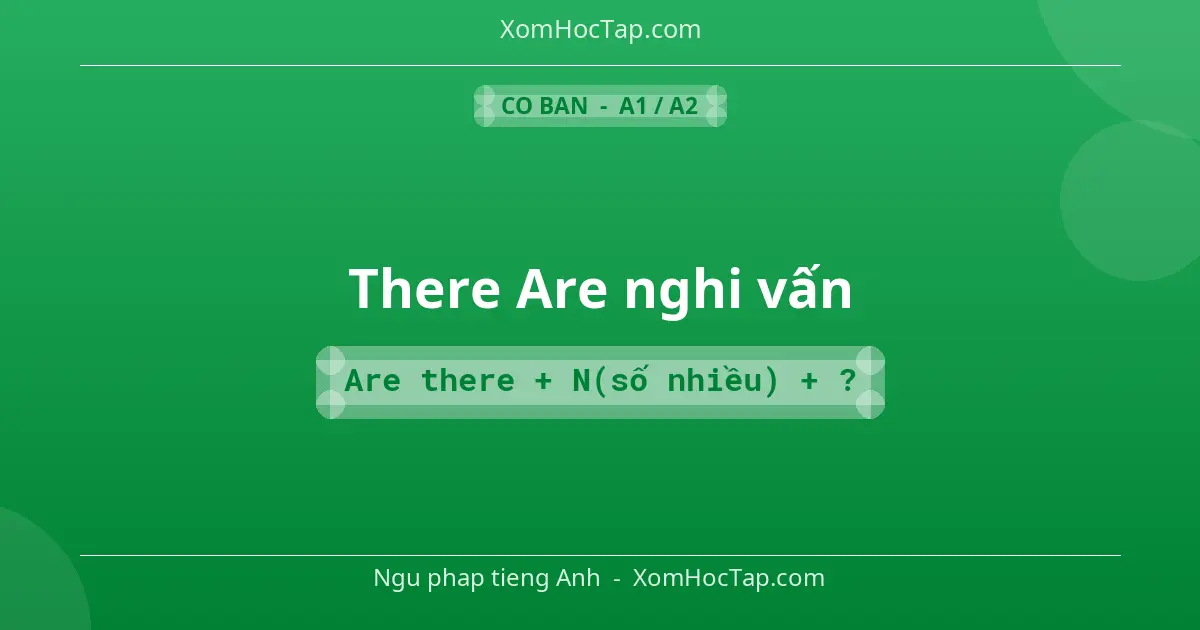 Ngu phap tieng Anh: There Are nghi vấn - Cong thuc: Are there + N(số nhiều) + ?