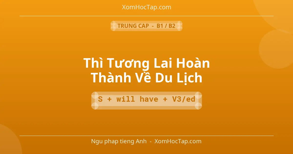 Ngu phap tieng Anh: Thì Tương Lai Hoàn Thành Về Du Lịch - Cong thuc: S + will have + V3/ed