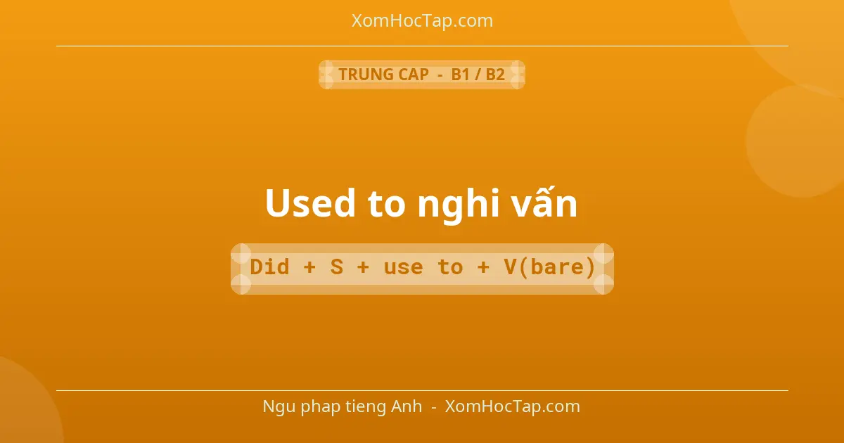 Ngu phap tieng Anh: Used to nghi vấn - Cong thuc: Did + S + use to + V(bare)
