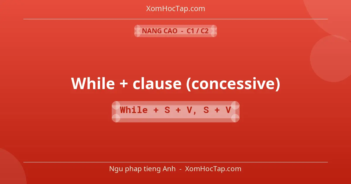 Ngu phap tieng Anh: While + clause (concessive) - Cong thuc: While + S + V, S + V